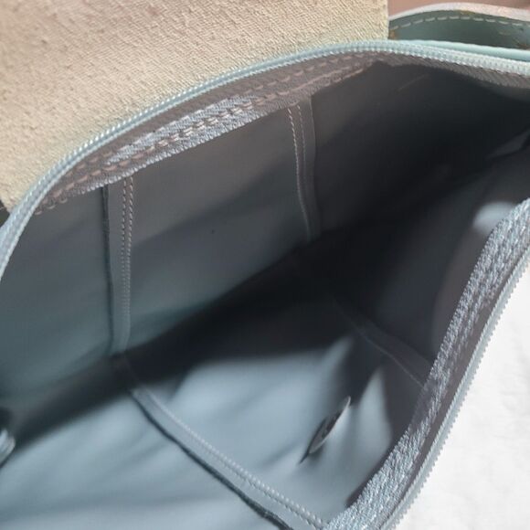 Longchamp Le Pilage Lagoon Blue Canvas & Leather Trim Top Handle Shoulder Bag - Picture 7 of 10